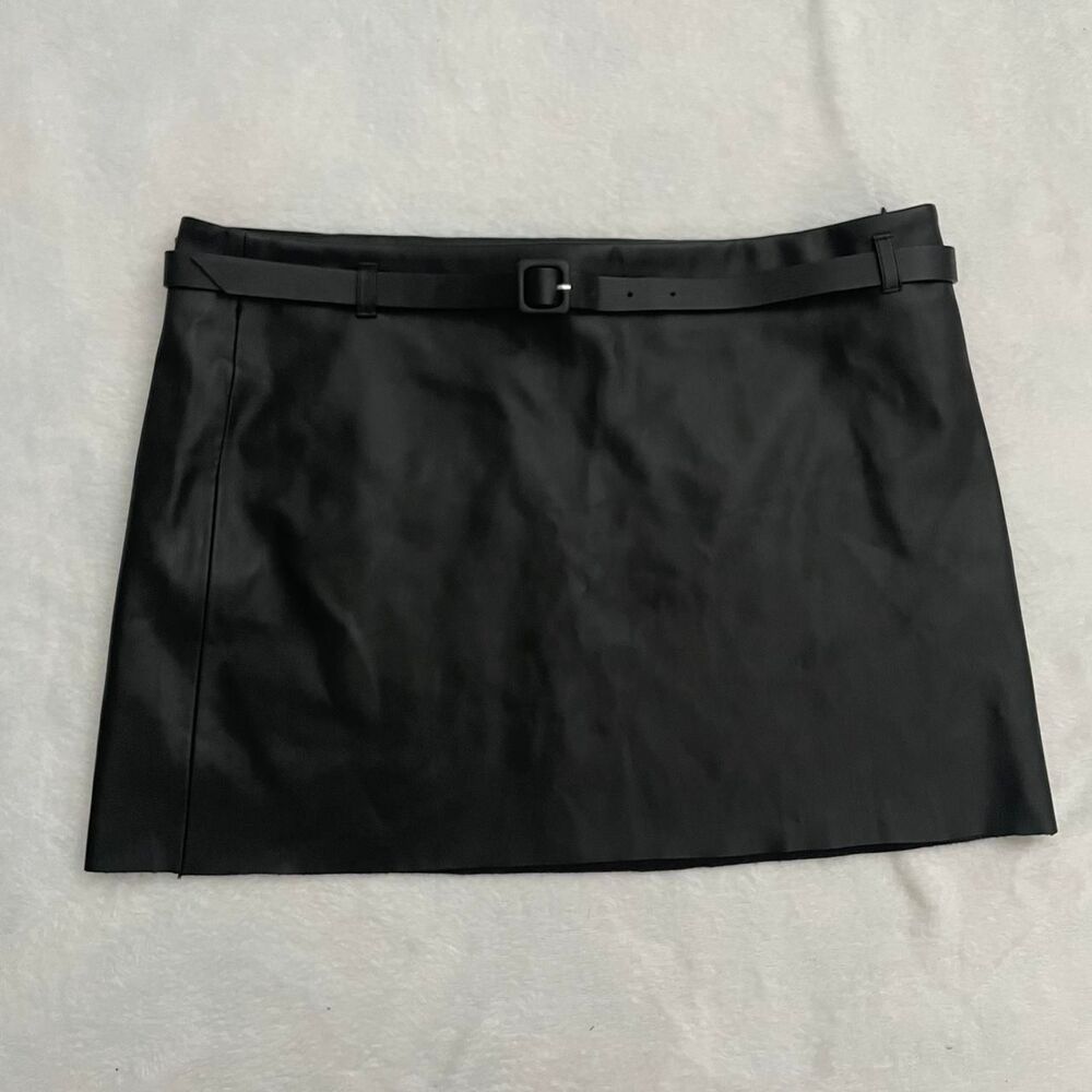 MNG Faux Leather Mini Skirt Women's M Grunge Party Going Out Goth Black Short